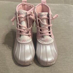 Nautica Light Pink Girls Waterproof Duck Boots